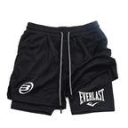 Men's 2 - in - 1 printed sports shorts quick drying training and running shorts fitness boxing and exercise sports shorts - VibraStore