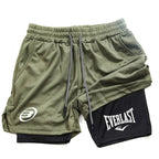 Men's 2 - in - 1 printed sports shorts quick drying training and running shorts fitness boxing and exercise sports shorts - VibraStore