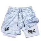 Men's 2 - in - 1 printed sports shorts quick drying training and running shorts fitness boxing and exercise sports shorts - VibraStore