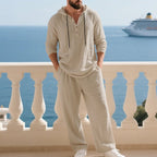 Men's Casual Home Wear Set Long Sleeve Pants With Hood - VibraStore