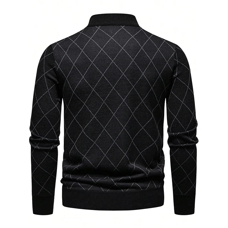 Mens Fashion Sweater Half Zip Collar Knit Pullover Casual Sport Golf Sweaters American Size Male Autumn Winter Clothes - VibraStore