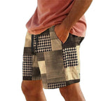 Men's Hawaiian 3D Plaid Print Beach Shorts - VibraStore