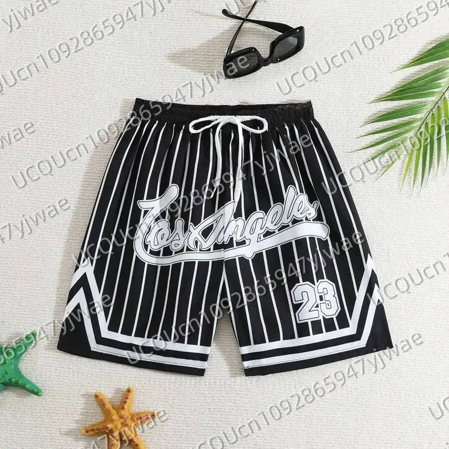 Men's Los Angeles Print Beach Shorts Casual Unisex Gym Fitness Men's Trousers Summer Women Shorts Sport Beach Shorts - VibraStore