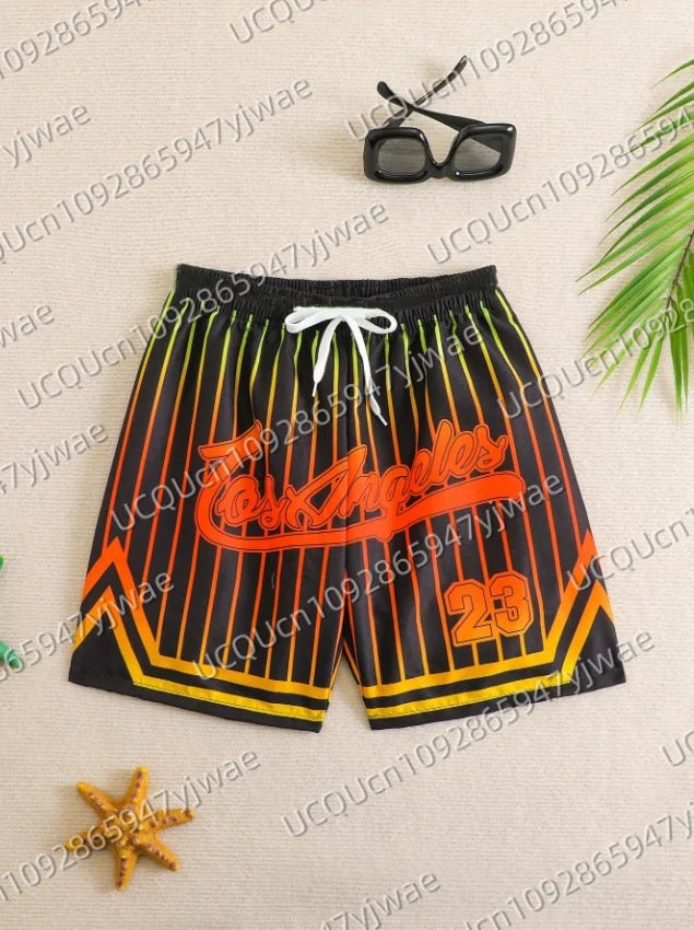Men's Los Angeles Print Beach Shorts Casual Unisex Gym Fitness Men's Trousers Summer Women Shorts Sport Beach Shorts - VibraStore