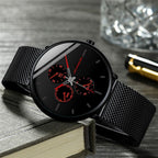 Men's Mesh - band Quartz Casual Business Luminous Watch - VibraStore