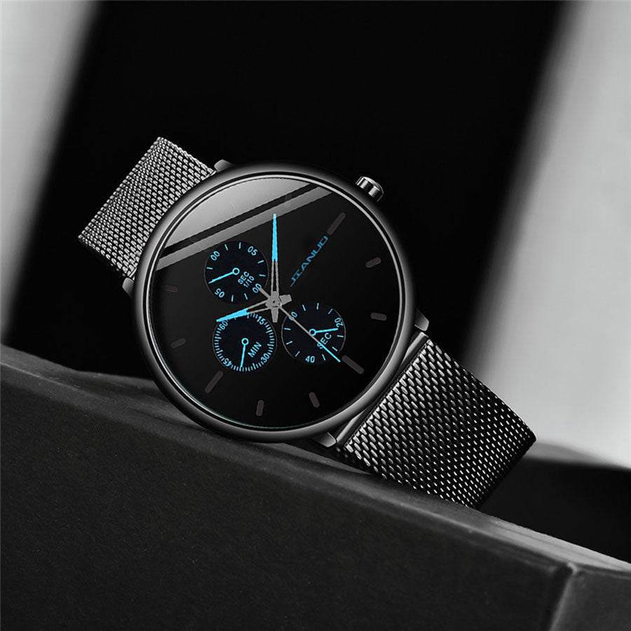 Men's Mesh - band Quartz Casual Business Luminous Watch - VibraStore