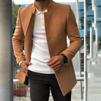 Men's Slim Coat Fashion Single - breasted Solid Color Business Jackets Fall And Winter Tops Outwear Clothing - VibraStore