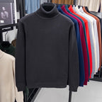 Men's Slim Fit Turtleneck Sweater Long Sleeve Solid Color Knitted Pullover High Quality Trendy Streetwear for Autumn - VibraStore
