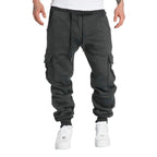Men's Straight Fit Joggers Sweatpants Loose Oversized Drawstring Long Pants Sports Streetwear Multi - pocket Casual Trousers - VibraStore