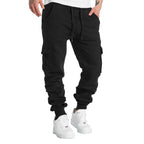 Men's Straight Fit Joggers Sweatpants Loose Oversized Drawstring Long Pants Sports Streetwear Multi - pocket Casual Trousers - VibraStore