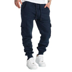 Men's Straight Fit Joggers Sweatpants Loose Oversized Drawstring Long Pants Sports Streetwear Multi - pocket Casual Trousers - VibraStore