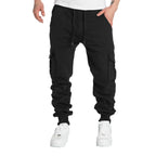 Men's Straight Fit Joggers Sweatpants Loose Oversized Drawstring Long Pants Sports Streetwear Multi - pocket Casual Trousers - VibraStore