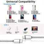 [MFi Certified] USB - C to Lightning Cable - 1/2/3/4pcs - 6 Feet - for iPhone Charger - Nylon Braided - C - Type - Compatible with iPhone 14/13/12/11 Pro Max - and White - VibraStore