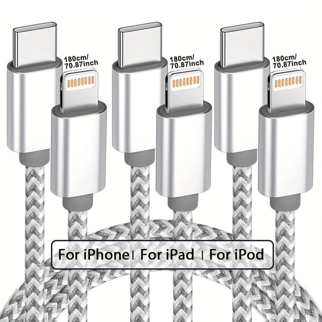 [MFi Certified] USB - C to Lightning Cable - 1/2/3/4pcs - 6 Feet - for iPhone Charger - Nylon Braided - C - Type - Compatible with iPhone 14/13/12/11 Pro Max - and White - VibraStore