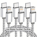 [MFi Certified] USB - C to Lightning Cable - 1/2/3/4pcs - 6 Feet - for iPhone Charger - Nylon Braided - C - Type - Compatible with iPhone 14/13/12/11 Pro Max - and White - VibraStore