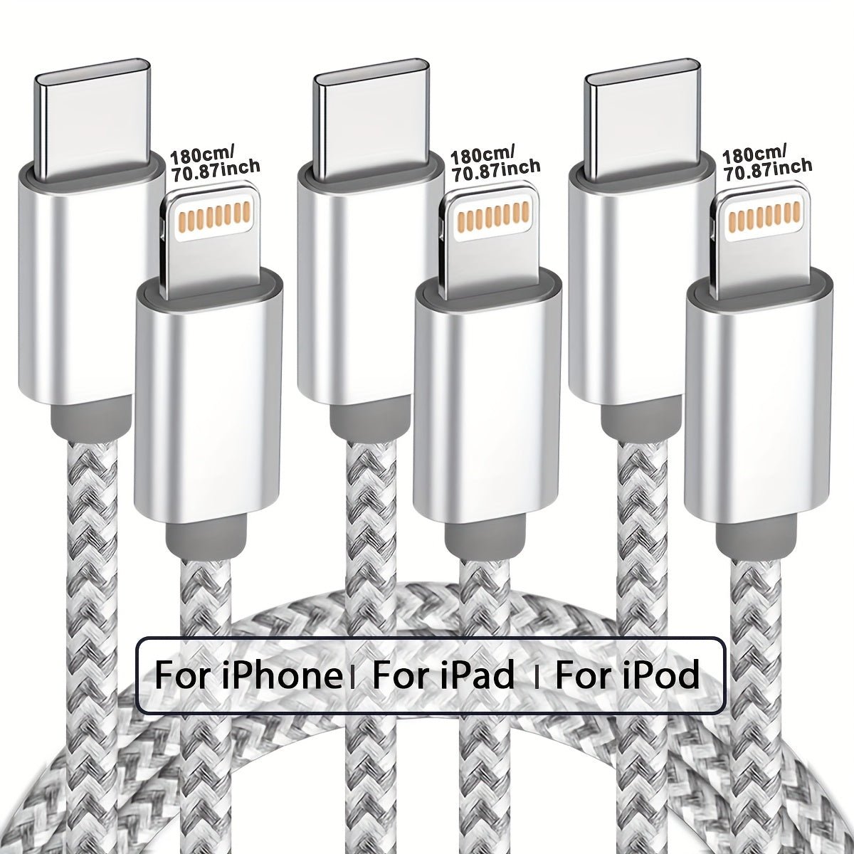 [MFi Certified] USB - C to Lightning Cable - 1/2/3/4pcs - 6 Feet - for iPhone Charger - Nylon Braided - C - Type - Compatible with iPhone 14/13/12/11 Pro Max - and White - VibraStore