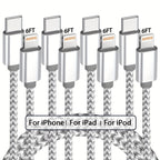 [MFi Certified] USB - C to Lightning Cable - 1/2/3/4pcs - 6 Feet - for iPhone Charger - Nylon Braided - C - Type - Compatible with iPhone 14/13/12/11 Pro Max - and White - VibraStore