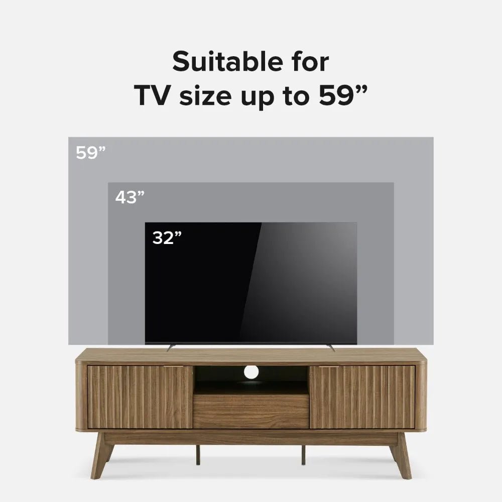 mid - century modern tv stand for 50 - 59" tvs - waveform panel design with adjustable shelf - VibraStore