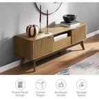 mid - century modern tv stand for 50 - 59" tvs - waveform panel design with adjustable shelf - VibraStore