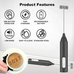 MINI Espumador de leche recargable por USB, máquina de espuma de 3 velocidades, batidor de café, mezclador con mango eléctrico, batidor de huevos - VibraStore