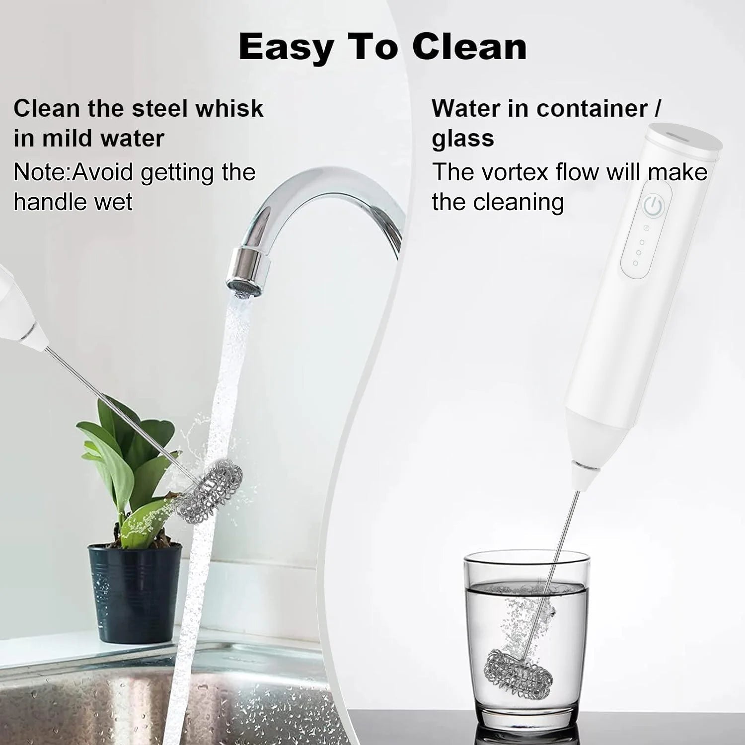 MINI Espumador de leche recargable por USB, máquina de espuma de 3 velocidades, batidor de café, mezclador con mango eléctrico, batidor de huevos - VibraStore