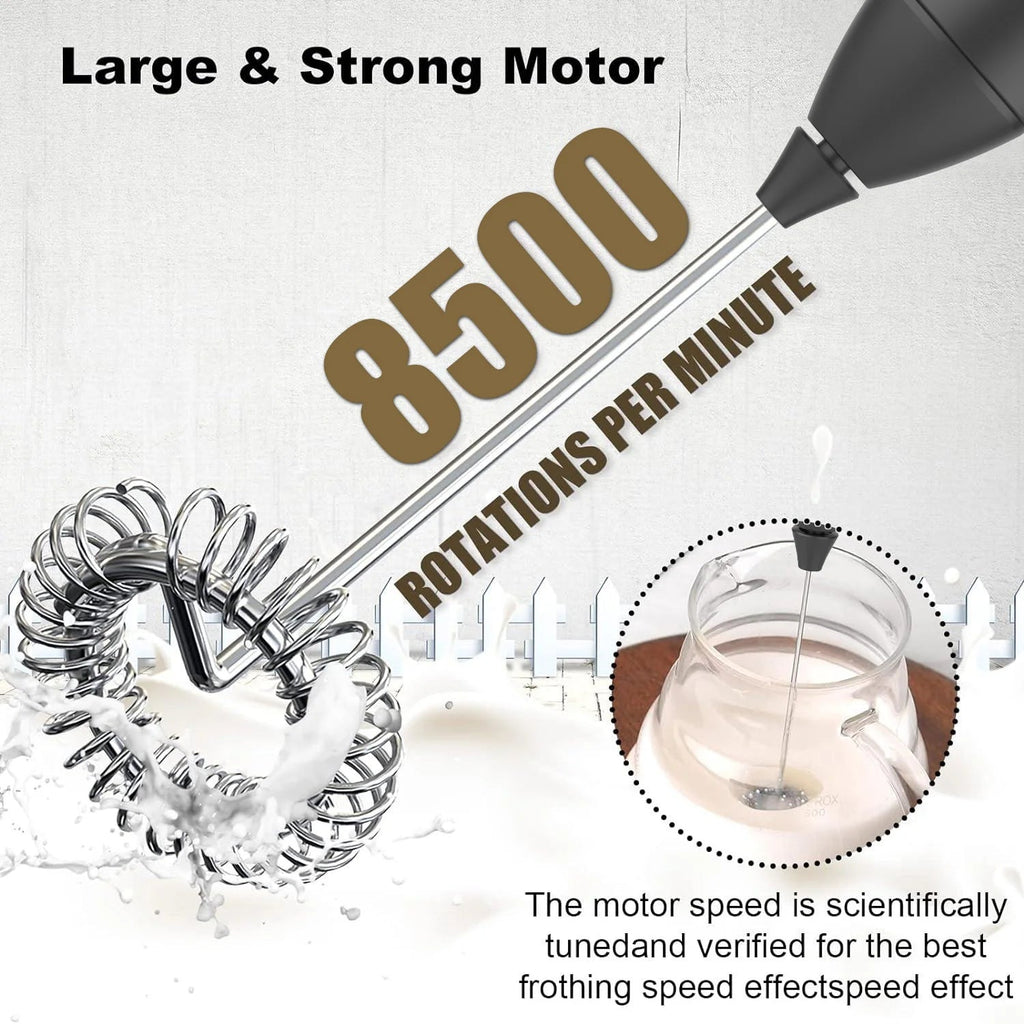 MINI Espumador de leche recargable por USB, máquina de espuma de 3 velocidades, batidor de café, mezclador con mango eléctrico, batidor de huevos - VibraStore