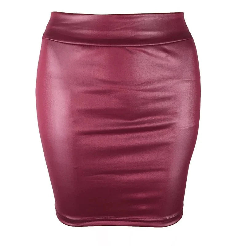 Mini falda de cuero mate ajustada, Sexy, a la moda, PU, corta, de cintura alta, ropa de calle coreana para club nocturno, venta al por mayor, 7ST - VibraStore