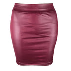 Mini falda de cuero mate ajustada, Sexy, a la moda, PU, corta, de cintura alta, ropa de calle coreana para club nocturno, venta al por mayor, 7ST - VibraStore