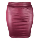 Mini falda de cuero mate ajustada, Sexy, a la moda, PU, corta, de cintura alta, ropa de calle coreana para club nocturno, venta al por mayor, 7ST - VibraStore