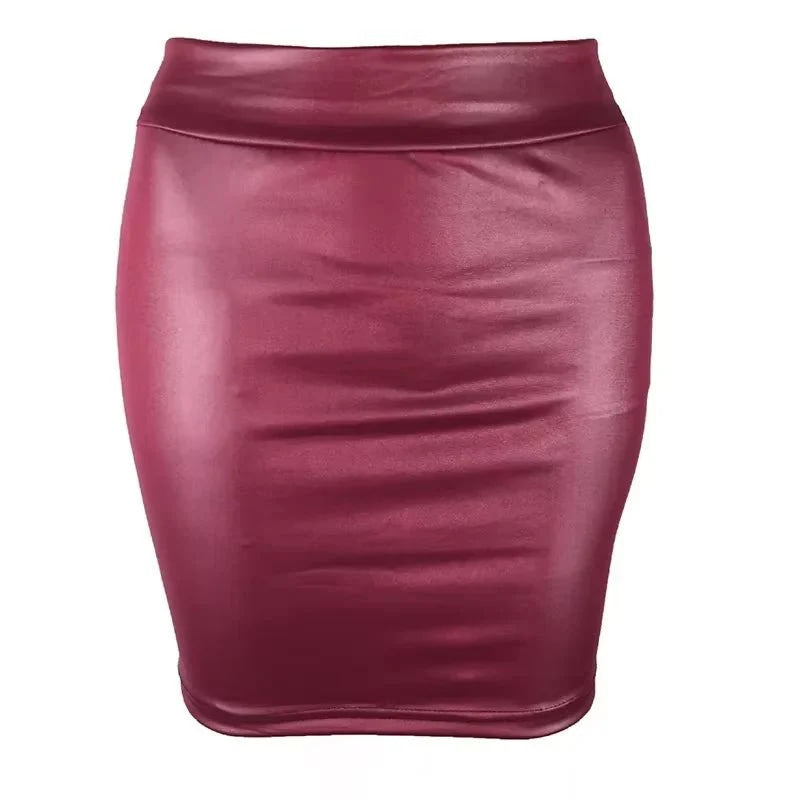 Mini falda de cuero mate ajustada, Sexy, a la moda, PU, corta, de cintura alta, ropa de calle coreana para club nocturno, venta al por mayor, 7ST - VibraStore