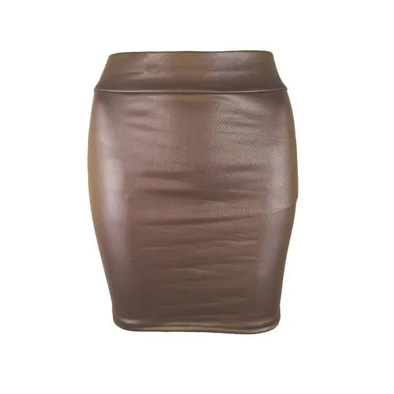 Mini falda de cuero mate ajustada, Sexy, a la moda, PU, corta, de cintura alta, ropa de calle coreana para club nocturno, venta al por mayor, 7ST - VibraStore