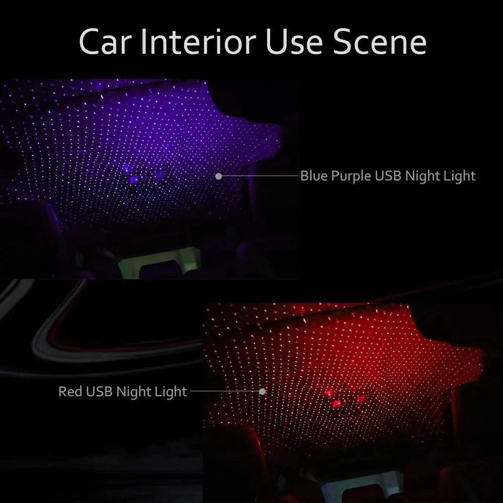 Mini LED Car Roof Star Night Light Projector Atmosphere Galaxy Lamp USB Decorative Adjustable for Auto Roof Room Ceiling Decor - VibraStore