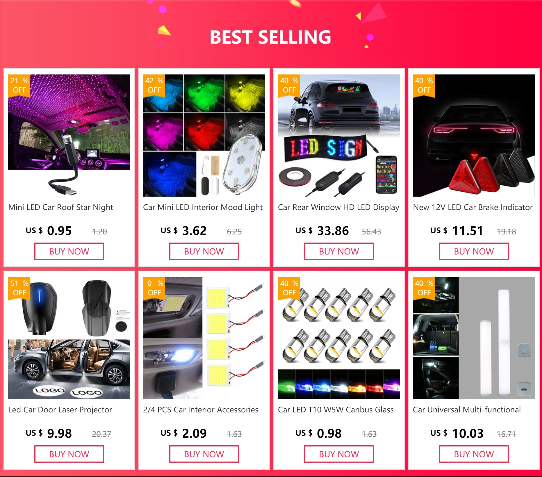 Mini LED Car Roof Star Night Light Projector Atmosphere Galaxy Lamp USB Decorative Adjustable for Auto Roof Room Ceiling Decor - VibraStore