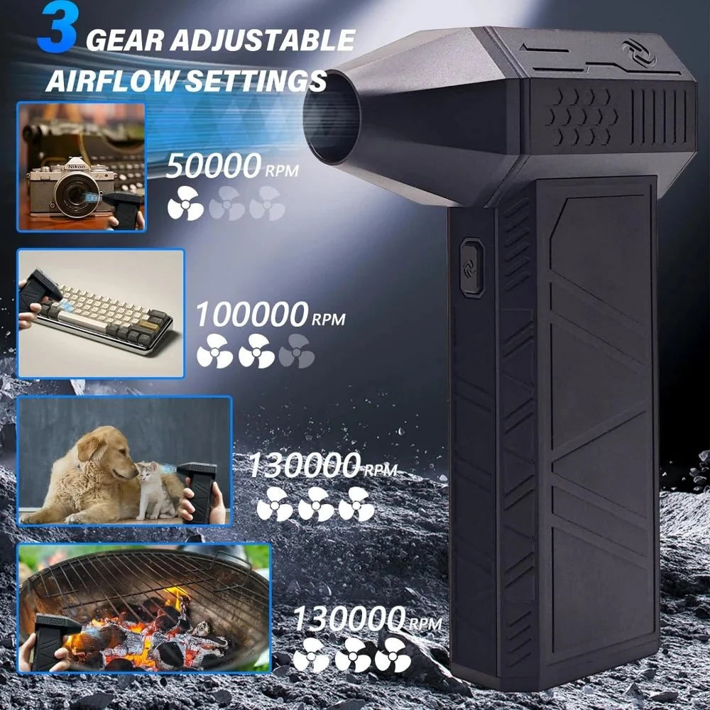 Mini Turbo Jet Fan 130000RPM Wind Speed 52m/s Brushless Motor Handheld Duct Fan High - Performance Cyclone Turbo Electric Blower - VibraStore