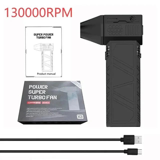 Mini Turbo Jet Fan 130000RPM Wind Speed 52m/s Brushless Motor Handheld Duct Fan High - Performance Cyclone Turbo Electric Blower - VibraStore