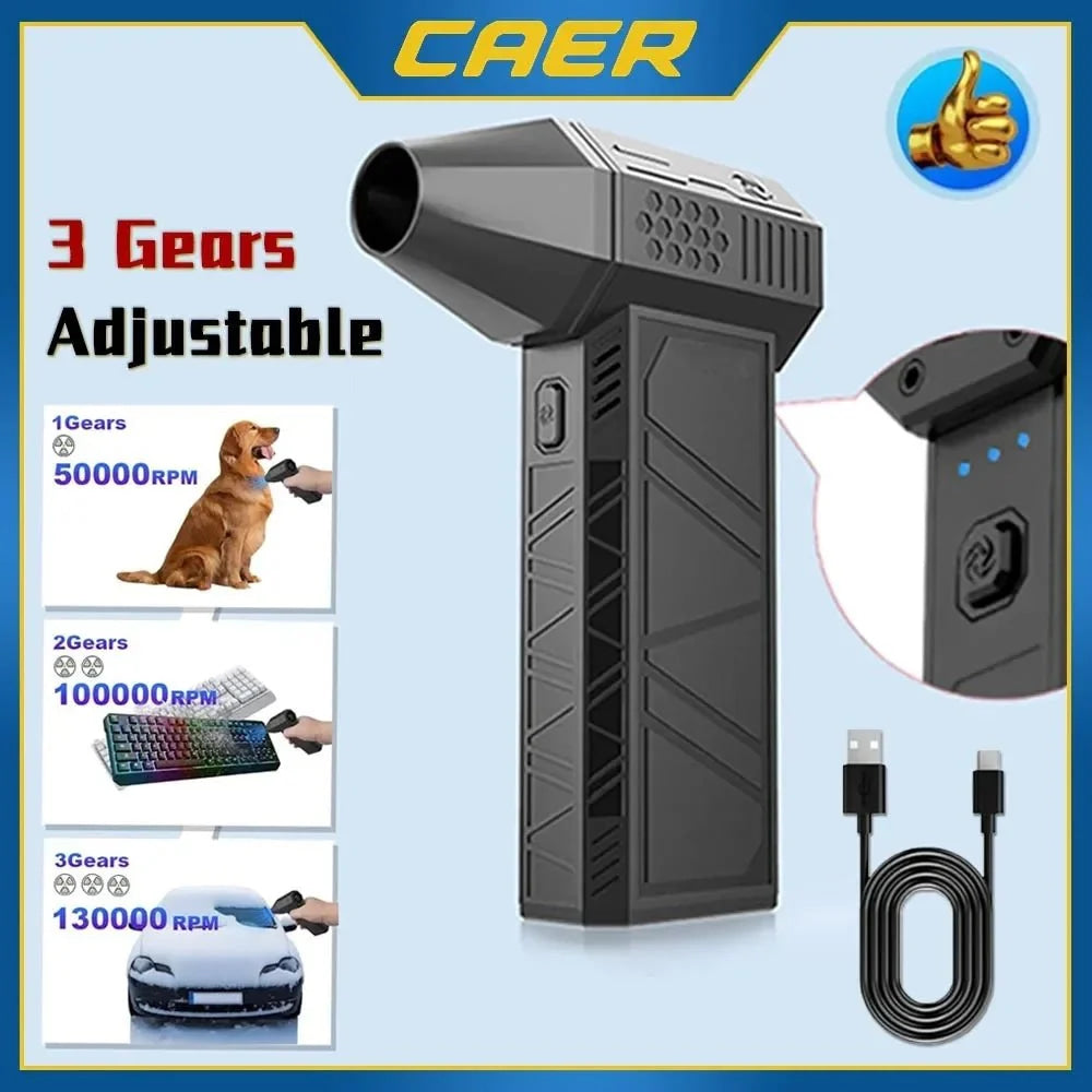 Mini Turbo Jet Fan 130000RPM Wind Speed 52m/s Brushless Motor Handheld Duct Fan High - Performance Cyclone Turbo Electric Blower - VibraStore
