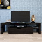 Modern Black TV Stand 20 Colors LED TV Stand W Remote Control Lights - VibraStore