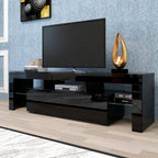 Modern Black TV Stand 20 Colors LED TV Stand W Remote Control Lights - VibraStore