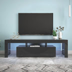 Modern Black TV Stand 20 Colors LED TV Stand W Remote Control Lights - VibraStore