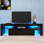 Modern Black TV Stand 20 Colors LED TV Stand W Remote Control Lights - VibraStore