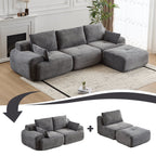 Modern Memory Foam Compressed Sofa,Large Sectional Couches For Living Room,Pet - Friendly Cloud Modular Sectional Sofa,Corduroy Fabric,Extra Deep Loveseat,No Assembly Required,GREY - VibraStore