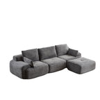Modern Memory Foam Compressed Sofa,Large Sectional Couches For Living Room,Pet - Friendly Cloud Modular Sectional Sofa,Corduroy Fabric,Extra Deep Loveseat,No Assembly Required,GREY - VibraStore