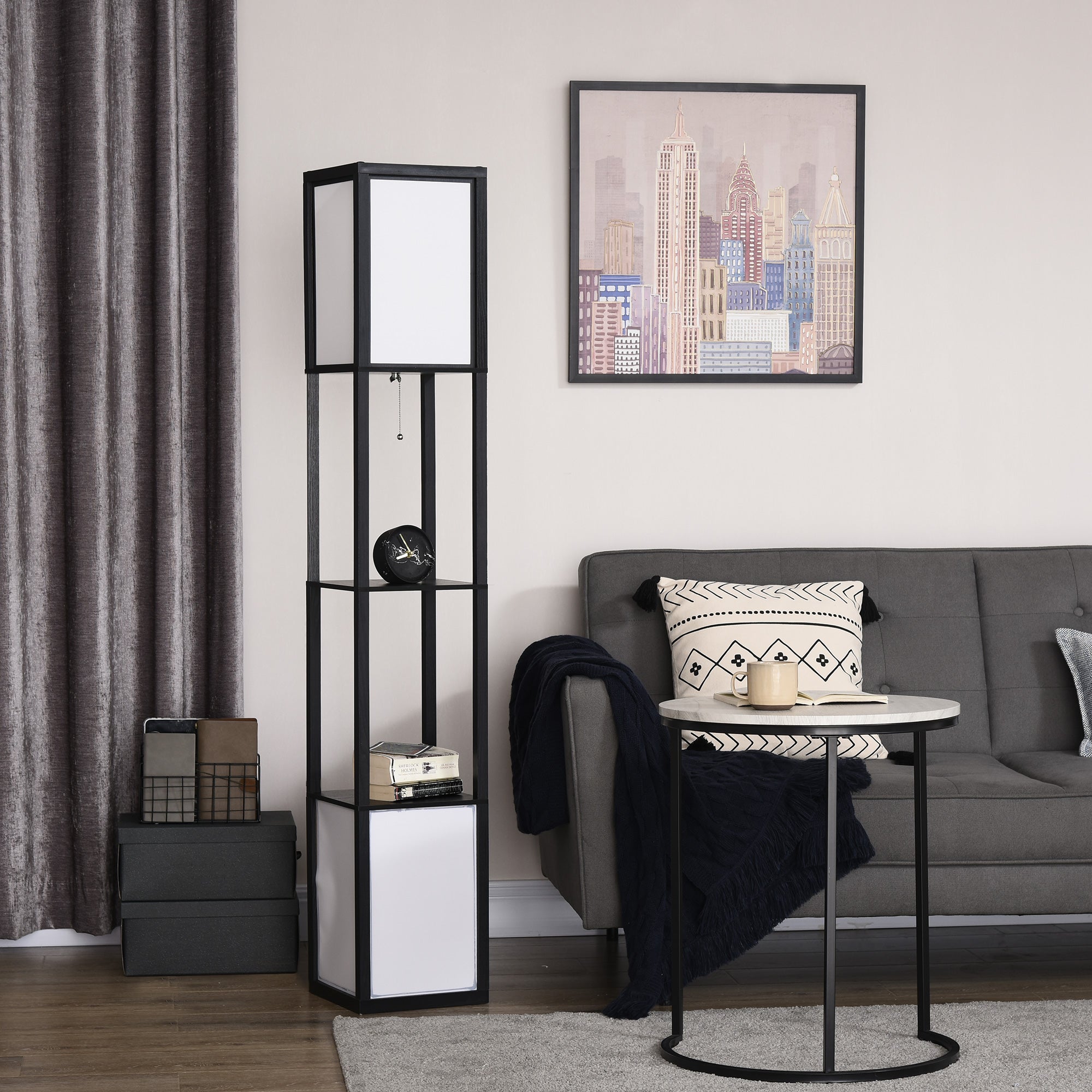 Modern Shelf Floor Lamp with Dual Ambient Light - VibraStore