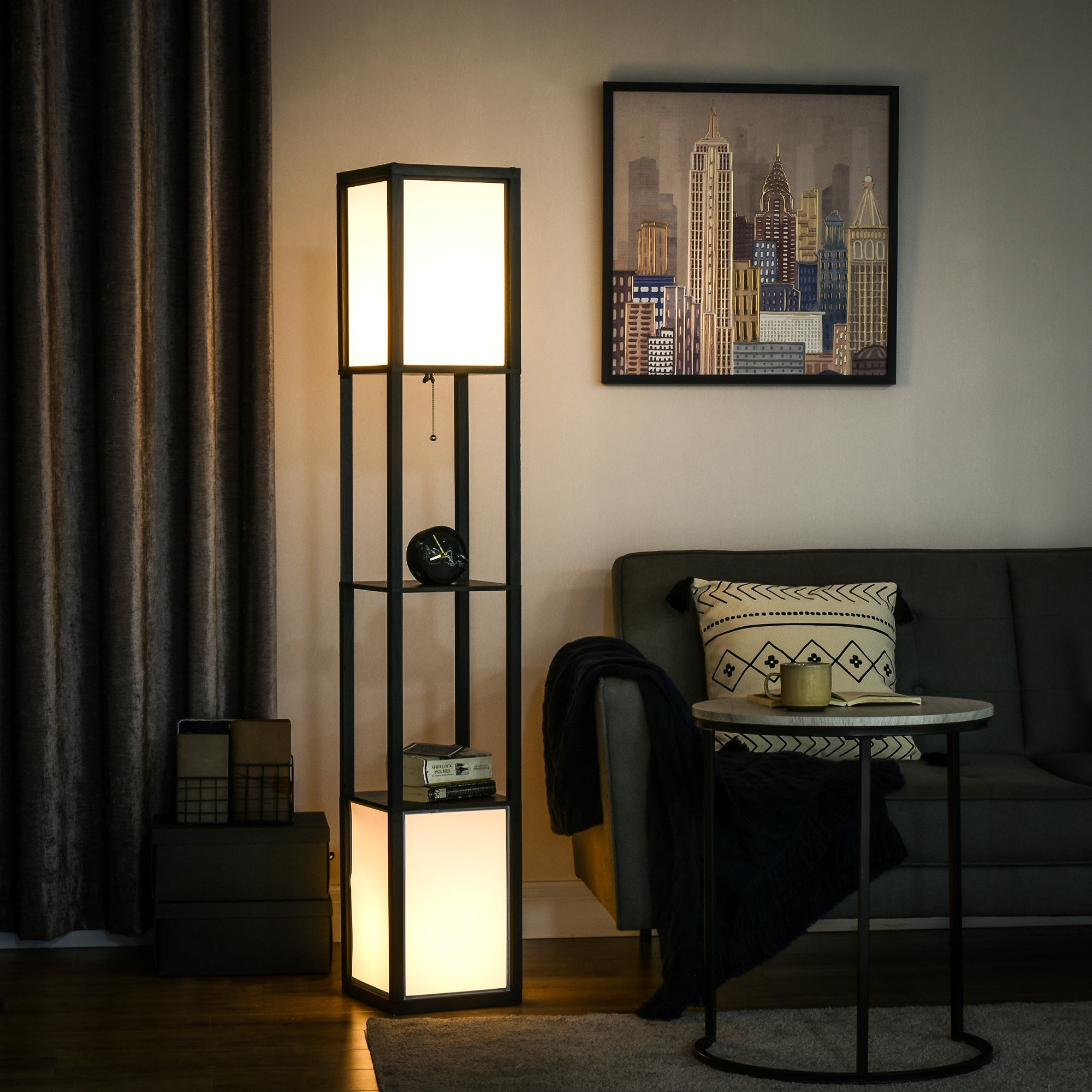 Modern Shelf Floor Lamp with Dual Ambient Light - VibraStore