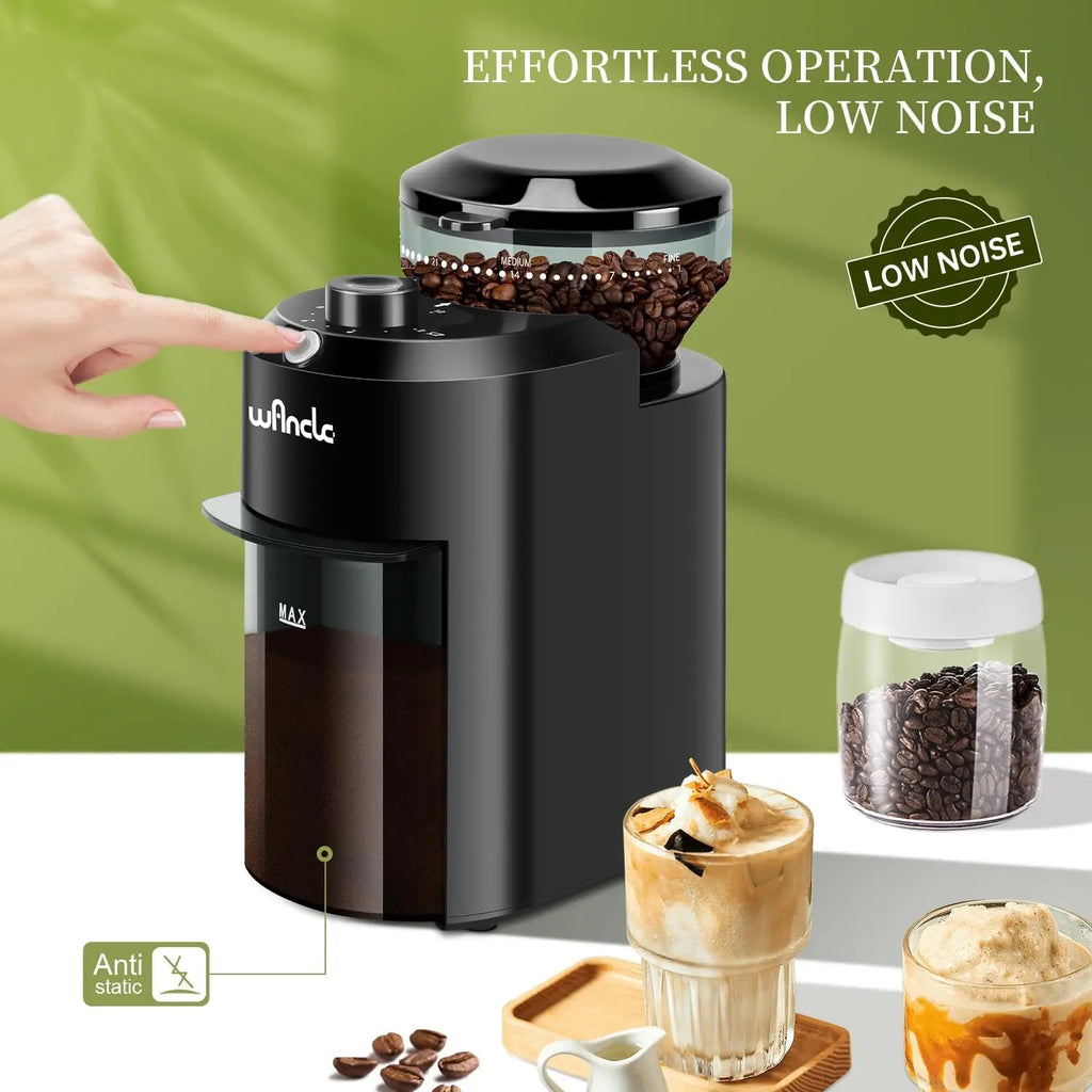 Molinillo de café eléctrico Wancle, molinillo de rebaba ajustable, molinillo de café cónico con 28 ajustes de molienda precisos, 220V/120V - VibraStore