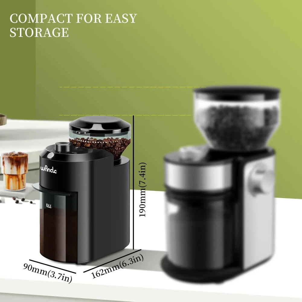 Molinillo de café eléctrico Wancle, molinillo de rebaba ajustable, molinillo de café cónico con 28 ajustes de molienda precisos, 220V/120V - VibraStore
