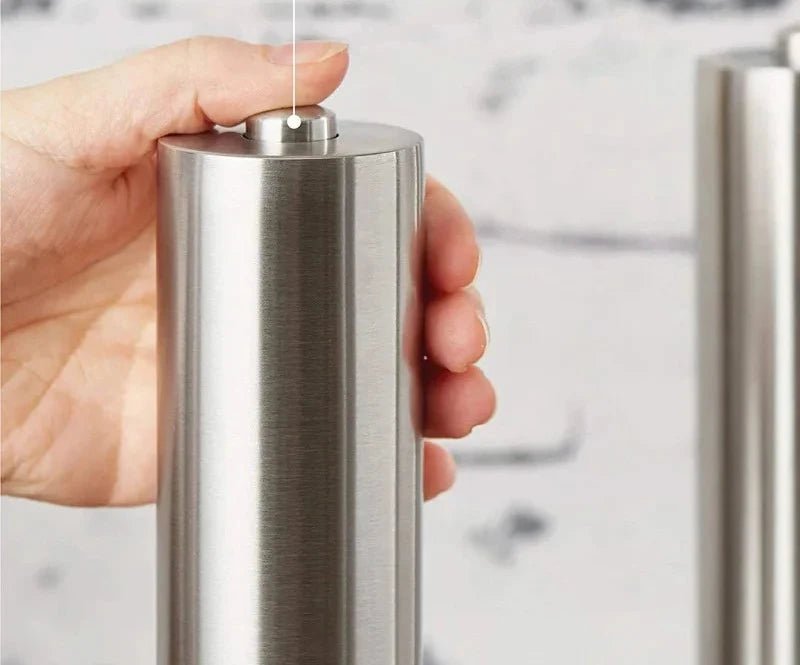 Molinillo de pimienta eléctrico de acero inoxidable, especias, sal marina, cocina, barbacoa al aire libre, ajuste de recogedor de condimentos - VibraStore