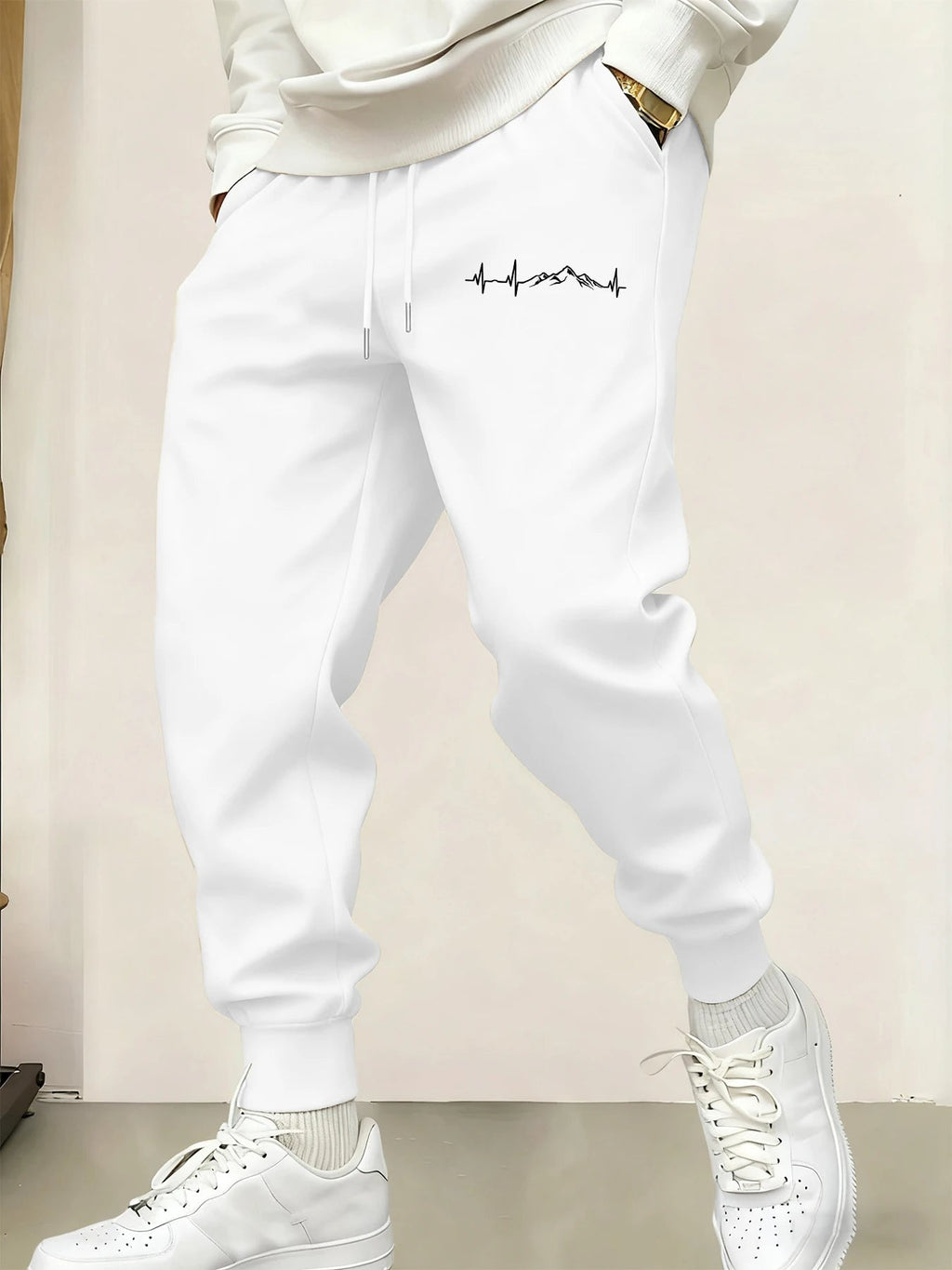 Mountain Heartbeat Creativity Print Sweatpants Men Comfy Fashion Trousers Pocket Simplicity Jogging Pant Autumn Sport Britches - VibraStore