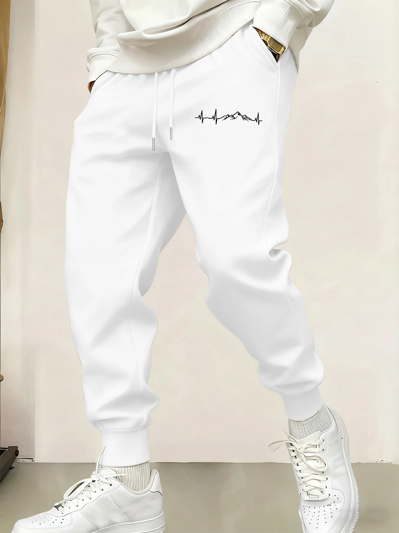 Mountain Heartbeat Creativity Print Sweatpants Men Comfy Fashion Trousers Pocket Simplicity Jogging Pant Autumn Sport Britches - VibraStore