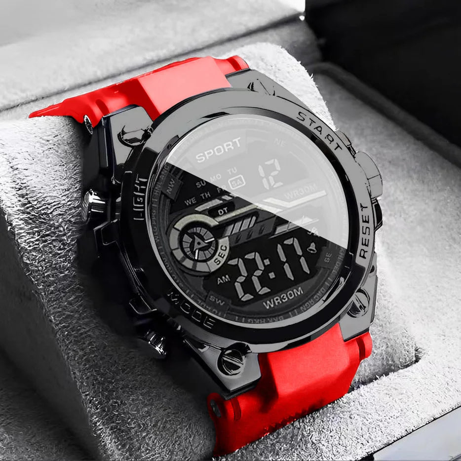 Multifunction Men's Sports Watch Waterproof Luminous Alarm Clock Men LED Digital Watch Large dial Electronic Wristwatch - VibraStore